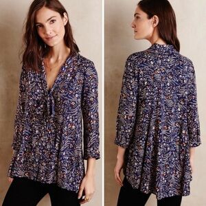 Women's Blue Patterned Top